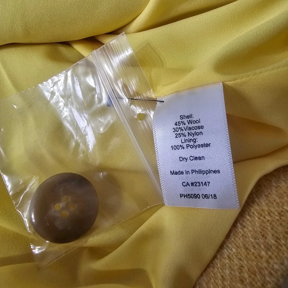 Talbots Wool Blend Jacket 14WP Yellow Band Collar Academia Preppy Classic Office